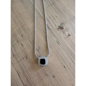 Brighton Shadow Play Crystal Pendant Necklace Gold Plate Black Enamel Reversible